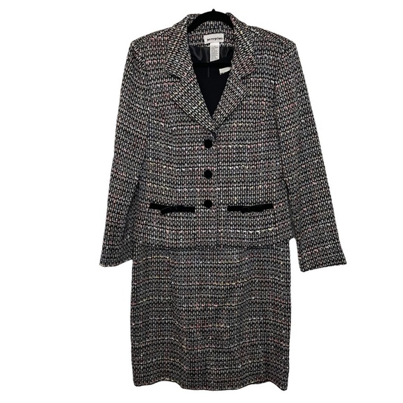 Perceptions Dresses & Skirts - Perceptions 2 Piece Confetti Tweed Matching Dress & Blazer w/ Velvet Bow Accents